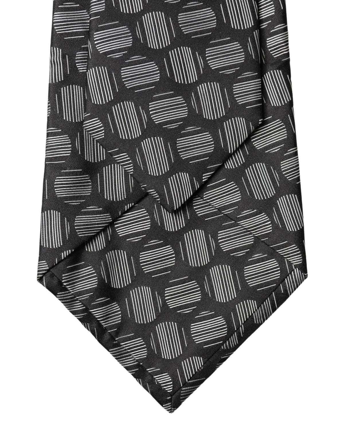 Dolce & Gabbana Black White Geometric Silk Adjustable Women Necktie Tie