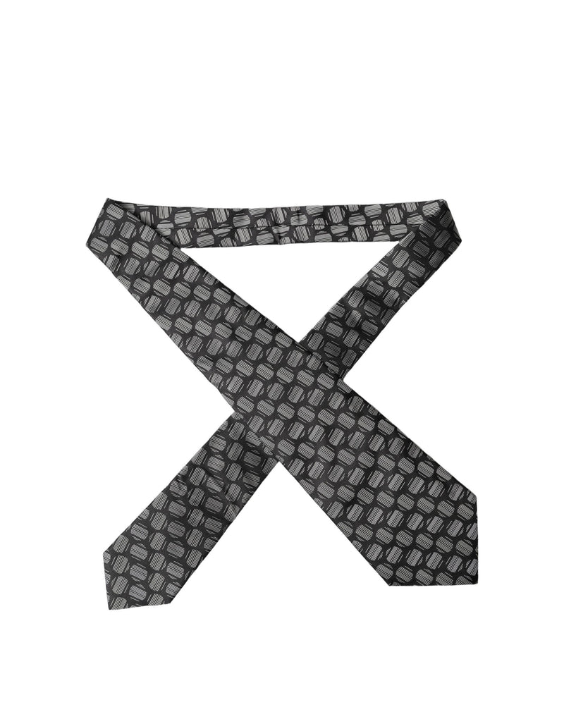Dolce & Gabbana Black White Geometric Silk Adjustable Women Necktie Tie