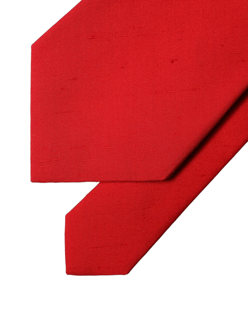 Dolce & Gabbana Red Solid Silk Cotton Adjustable Women Necktie Tie