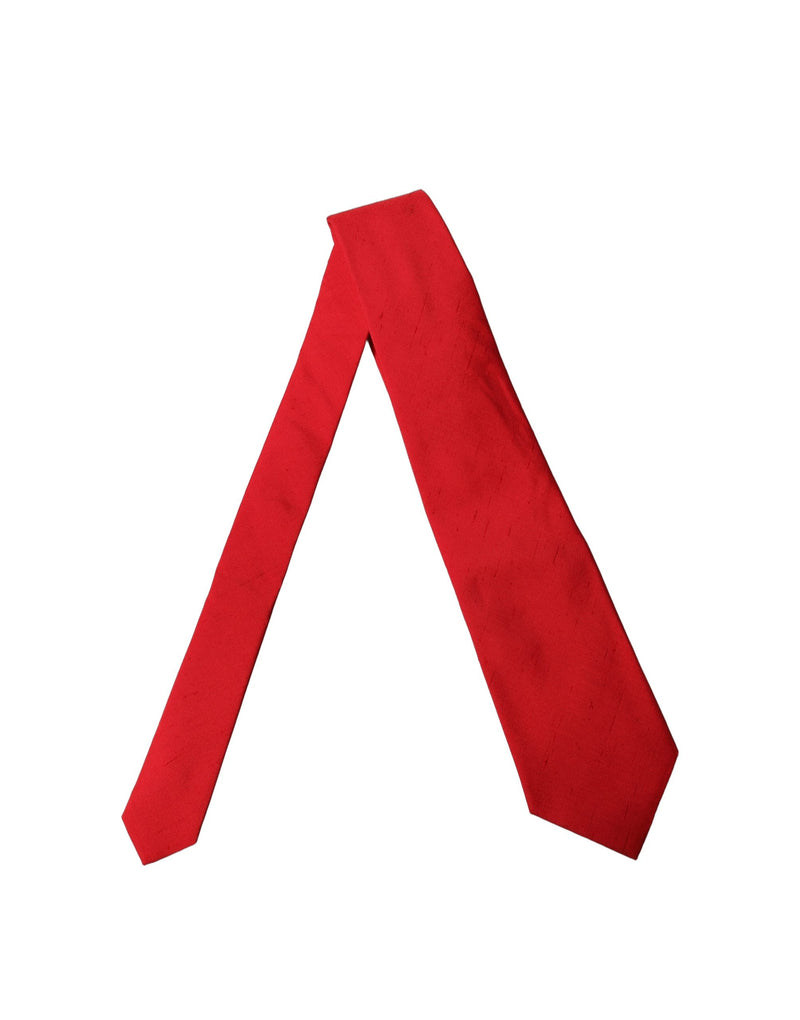 Dolce & Gabbana Red Solid Silk Cotton Adjustable Women Necktie Tie