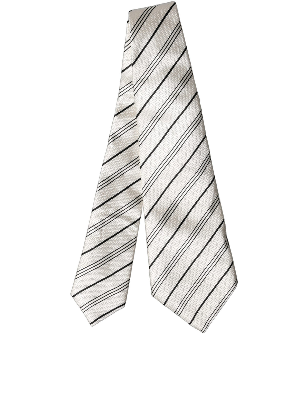 Dolce & Gabbana Adjustable Silk Necktie in Black and White Stripes