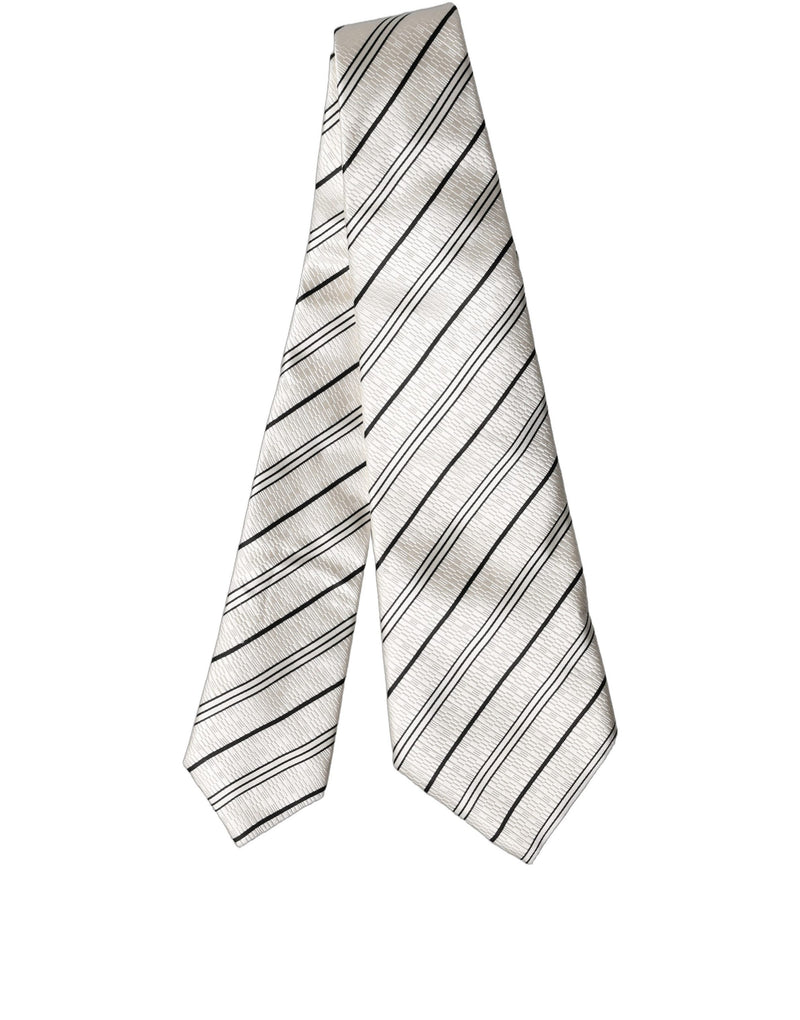 Dolce & Gabbana Adjustable Silk Necktie in Black and White Stripes
