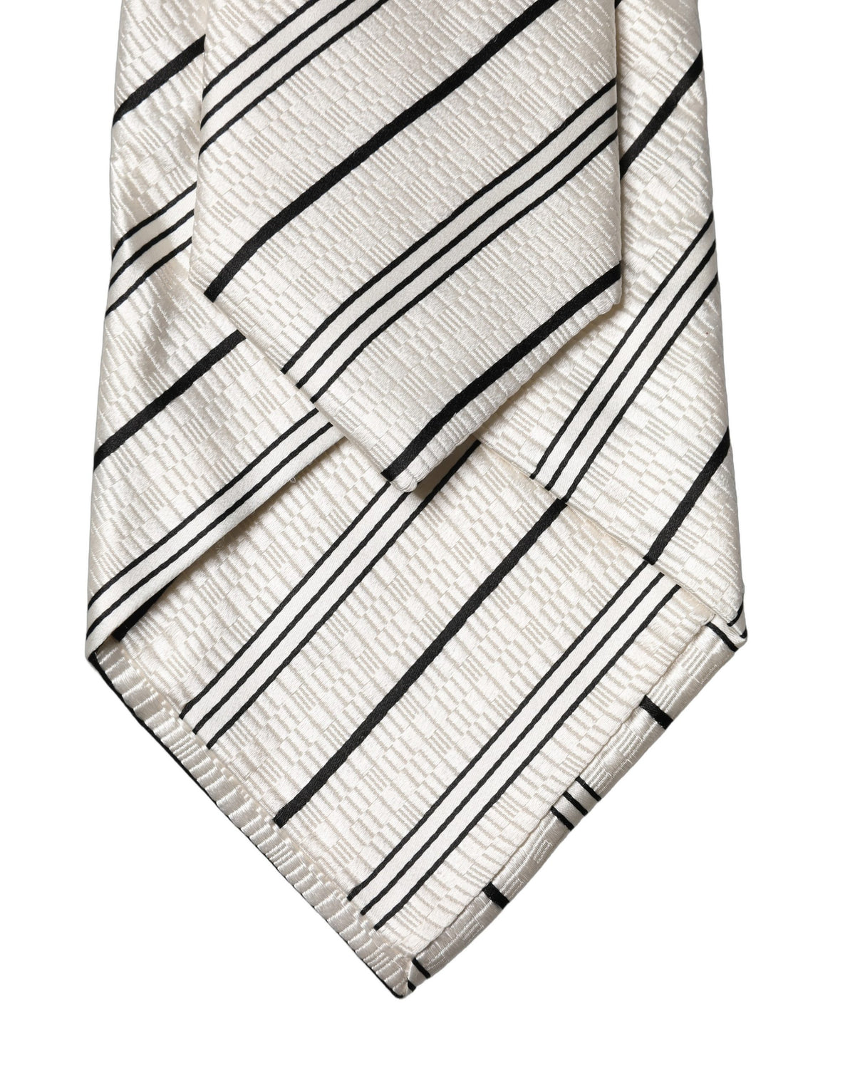 Dolce & Gabbana Adjustable Silk Necktie in Black and White Stripes