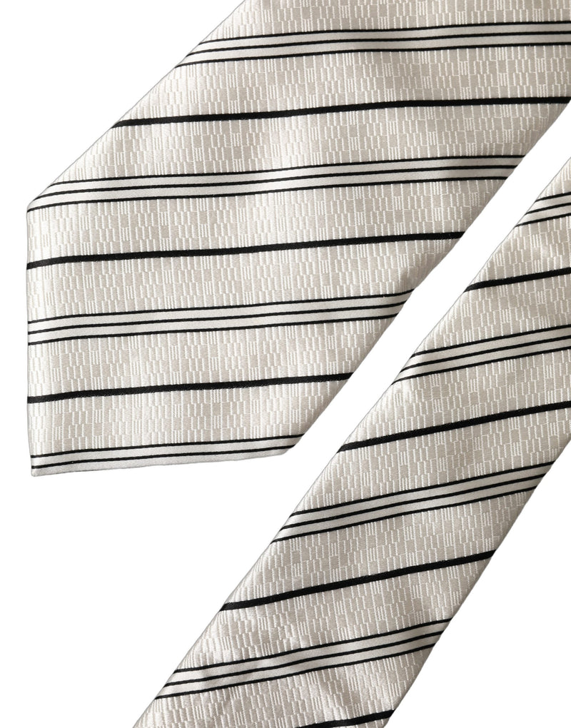 Dolce & Gabbana Adjustable Silk Necktie in Black and White Stripes