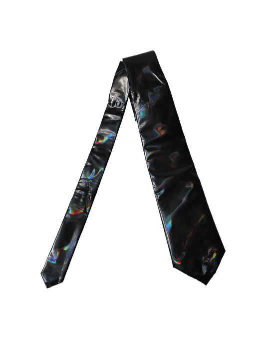 Dolce & Gabbana Black Iridescent Silk Adjustable Women Tied Necktie