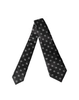 Dolce & Gabbana Black White Geometric Silk Adjustable Necktie