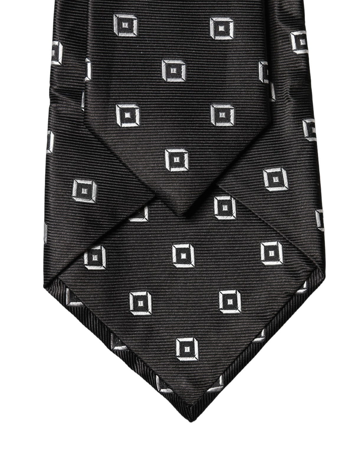 Dolce & Gabbana Black White Geometric Silk Adjustable Necktie