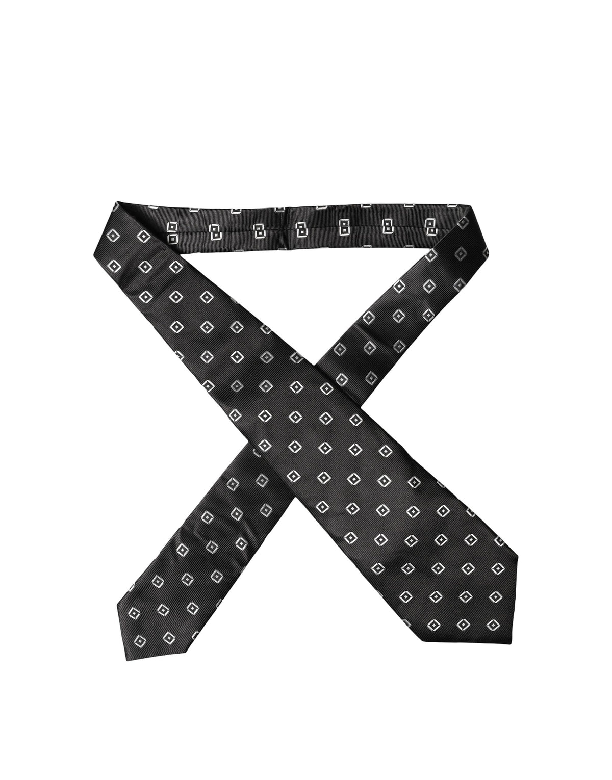 Dolce & Gabbana Black White Geometric Silk Adjustable Necktie