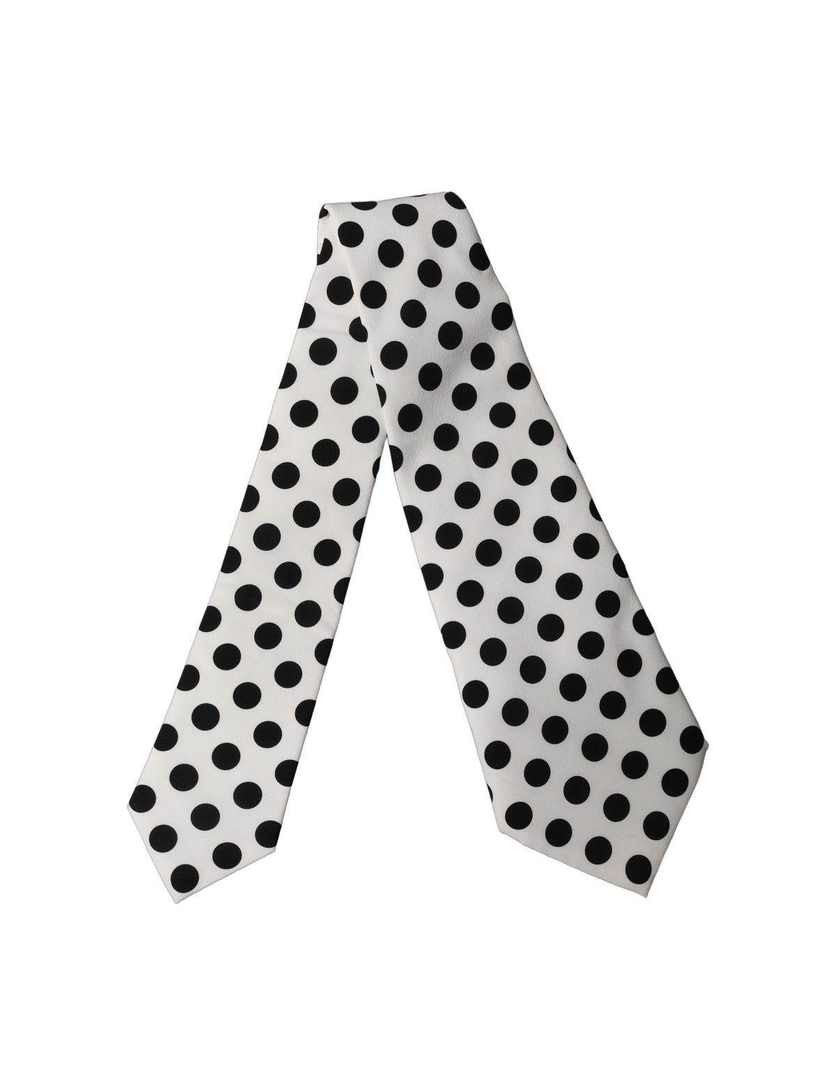Dolce & Gabbana Adjustable Silk Necktie in Black and White Polka Dot