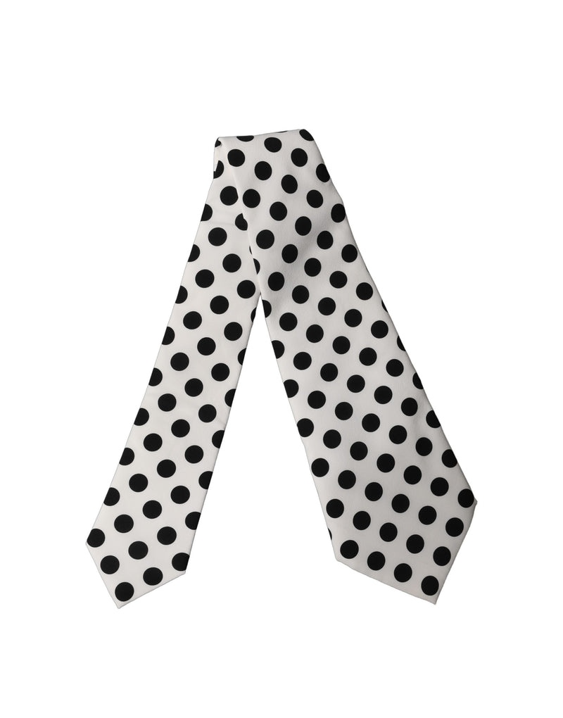Dolce & Gabbana Adjustable Silk Necktie in Black and White Polka Dot