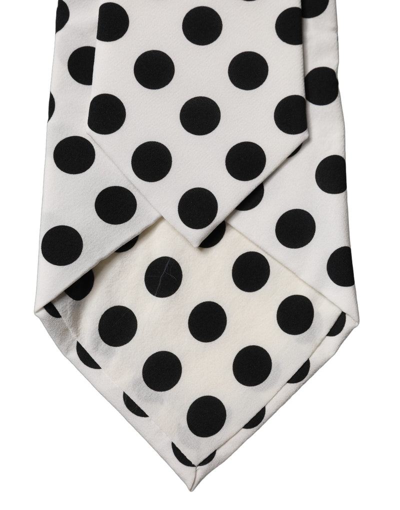 Dolce & Gabbana Adjustable Silk Necktie in Black and White Polka Dot