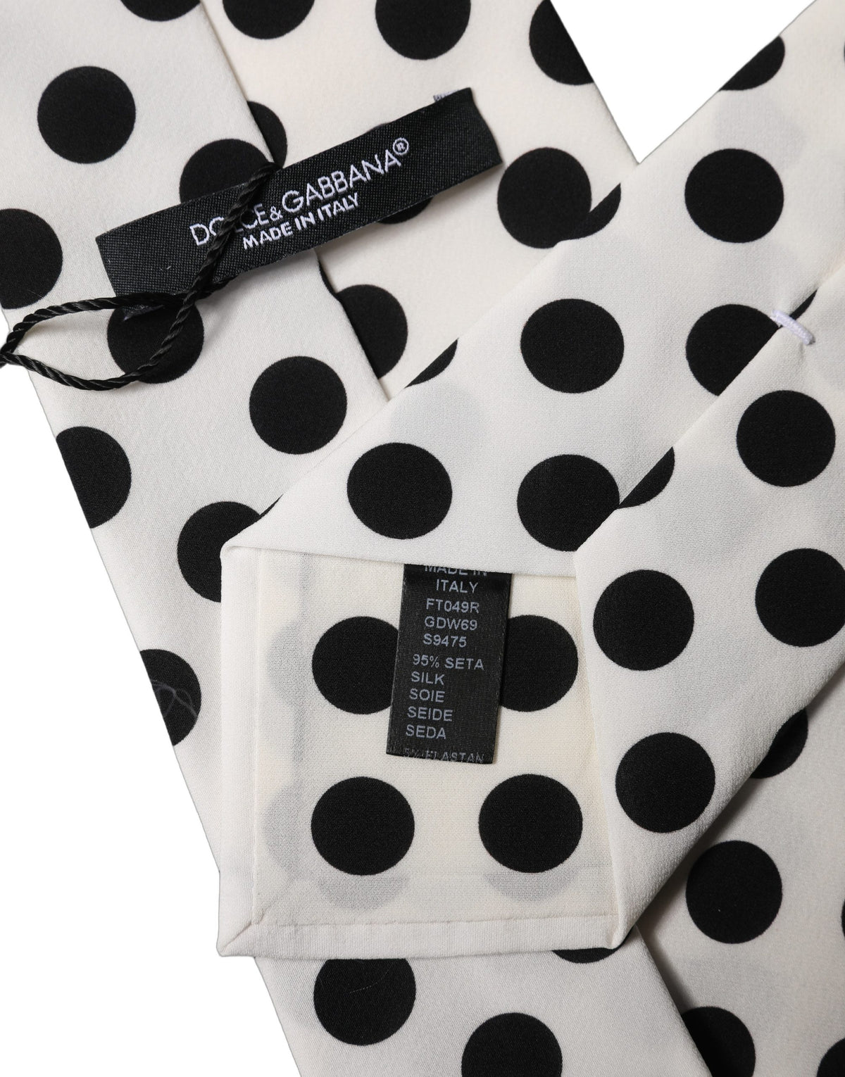 Dolce & Gabbana Adjustable Silk Necktie in Black and White Polka Dot