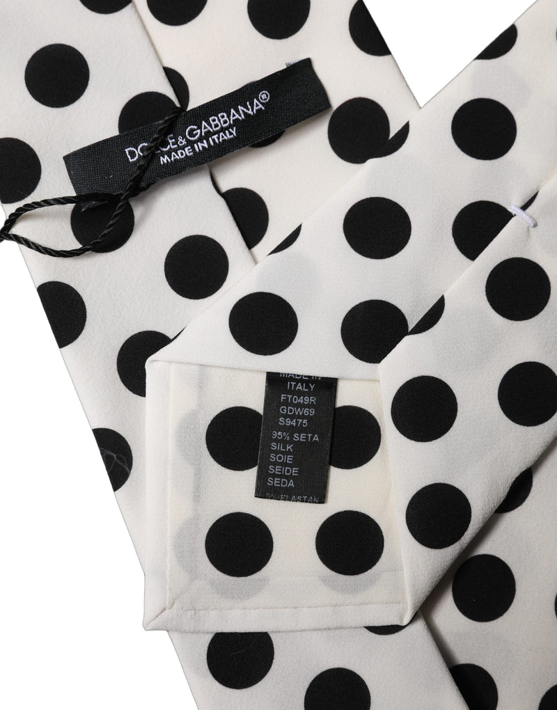 Dolce & Gabbana Adjustable Silk Necktie in Black and White Polka Dot