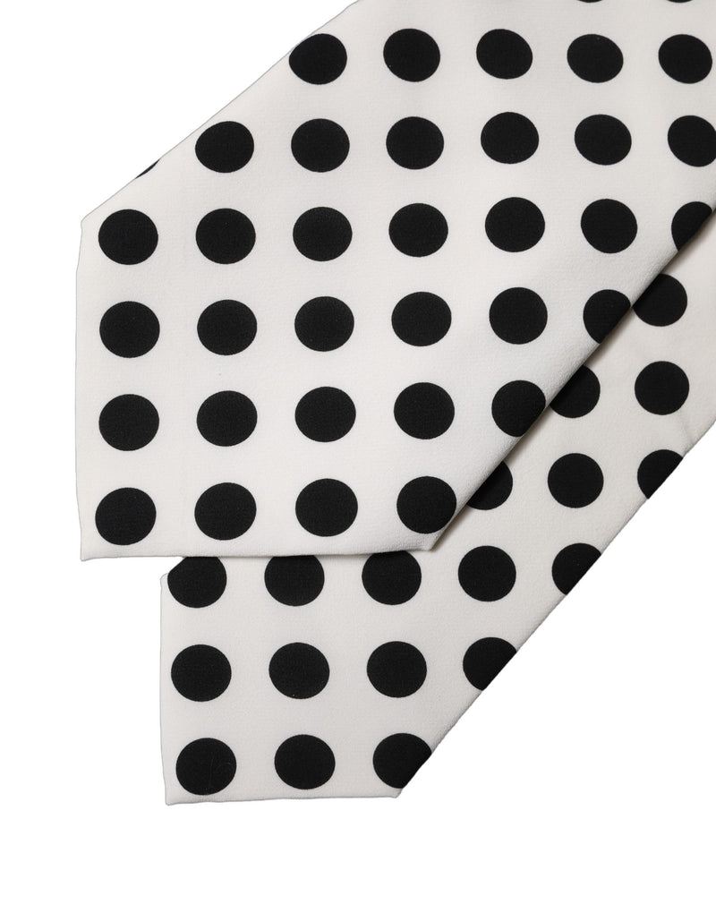 Dolce & Gabbana Adjustable Silk Necktie in Black and White Polka Dot