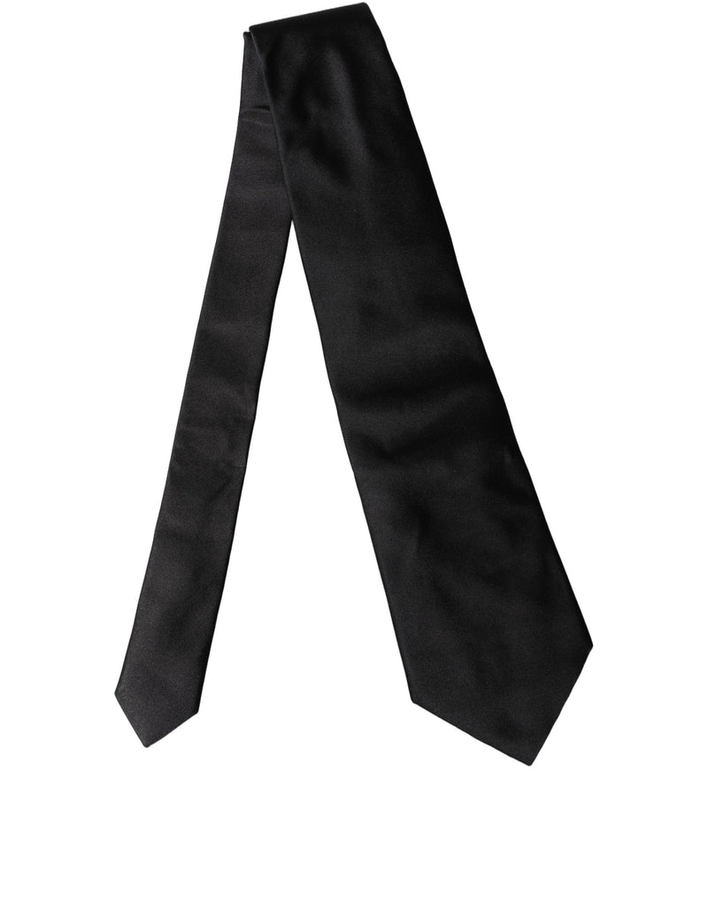 Dolce & Gabbana Black Solid Satin Silk Adjustable Women Necktie Tie