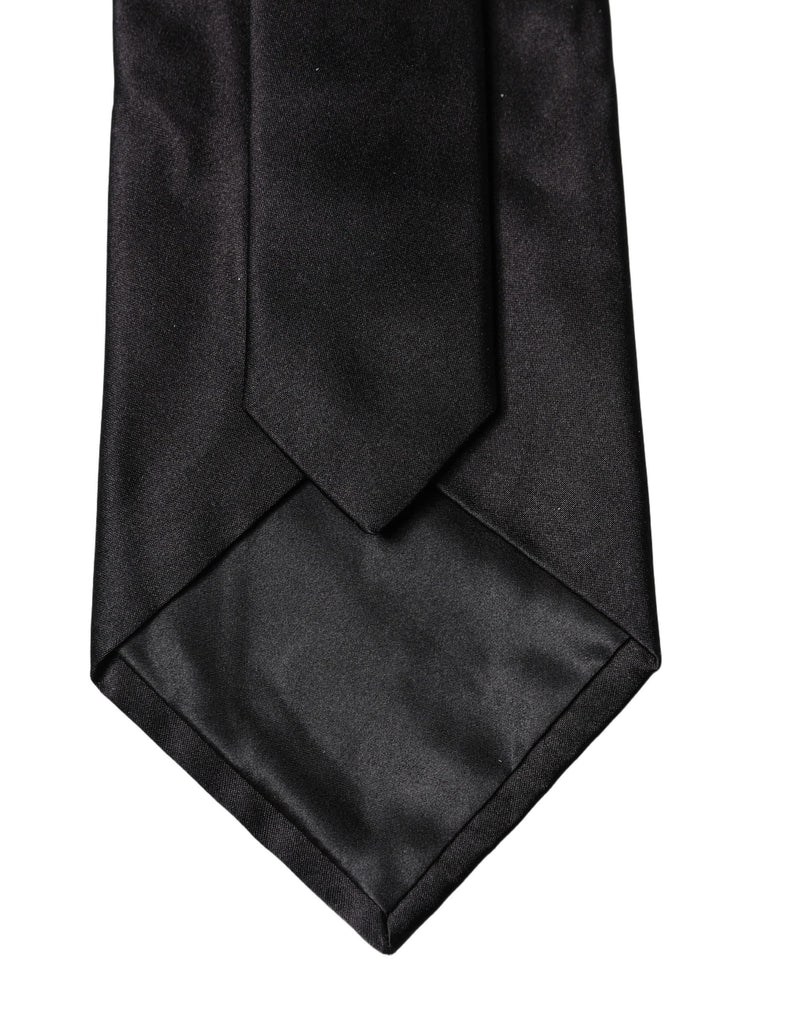 Dolce & Gabbana Black Solid Satin Silk Adjustable Women Necktie Tie