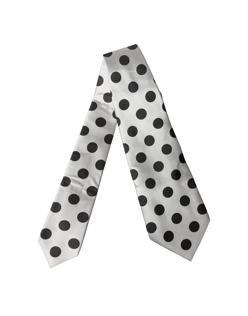 Dolce & Gabbana Adjustable Women Necktie - Black & White Polka Dot