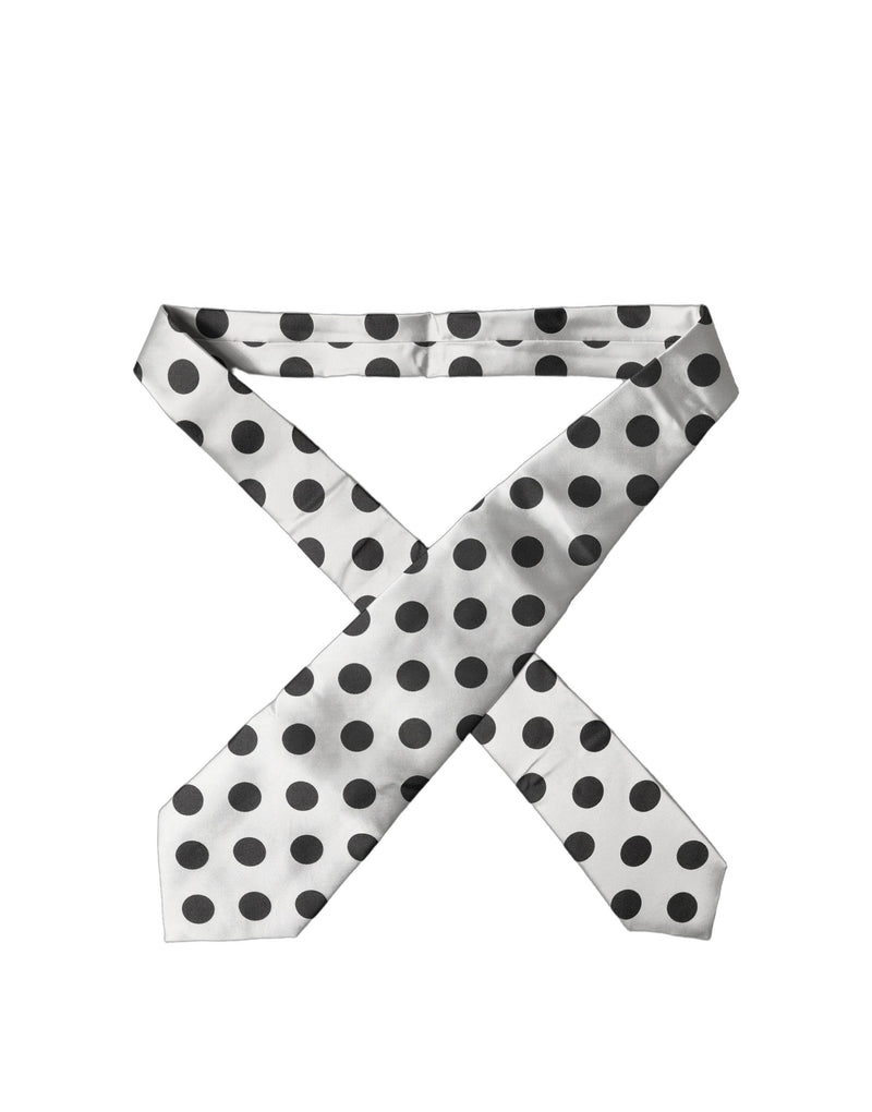 Dolce & Gabbana Adjustable Women Necktie - Black & White Polka Dot