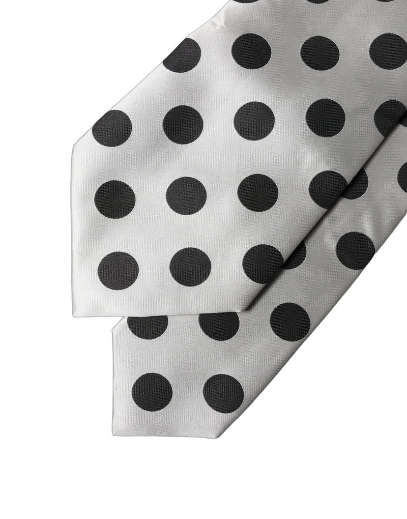 Dolce & Gabbana Adjustable Women Necktie - Black & White Polka Dot