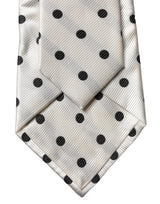 Dolce & Gabbana White Black Polka Dot Silk Adjustable Necktie