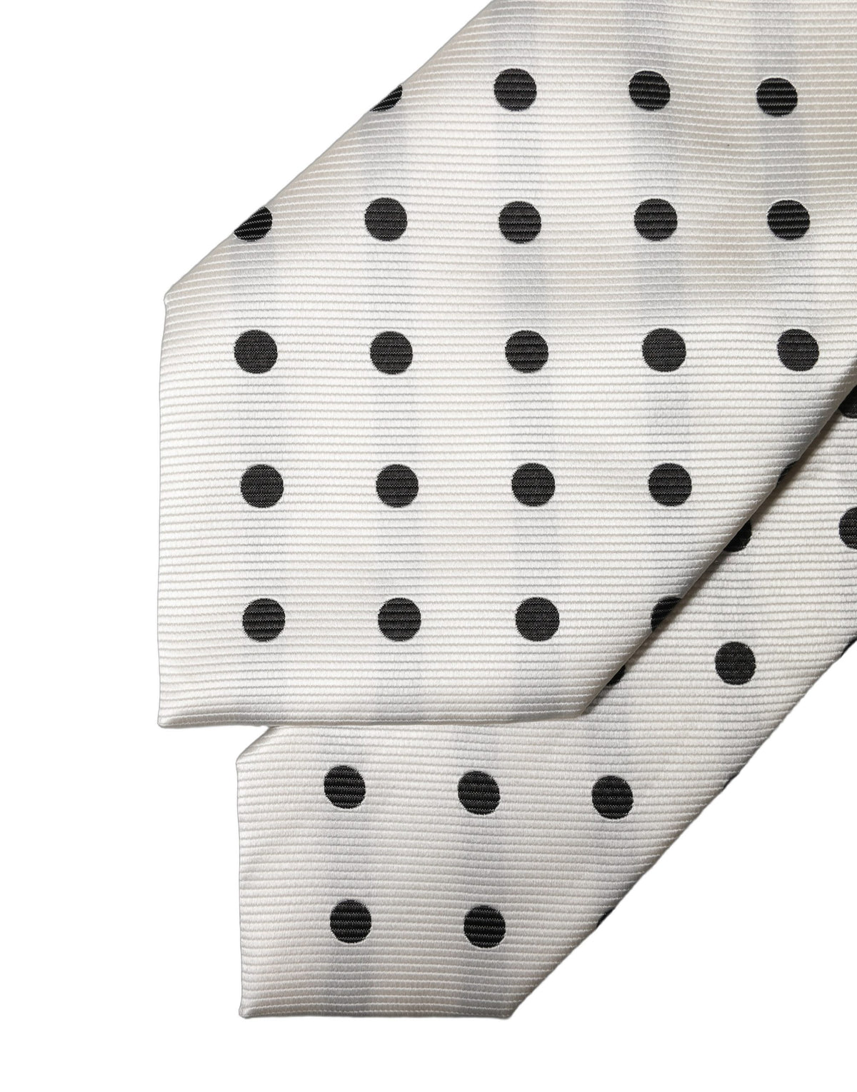 Dolce & Gabbana White Black Polka Dot Silk Adjustable Necktie
