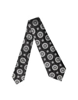 Dolce & Gabbana Black White Floral Silk Adjustable Women Necktie Tie