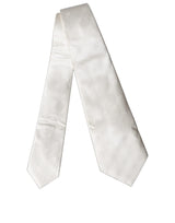 Dolce & Gabbana Off White Geometric Silk Adjustable Necktie