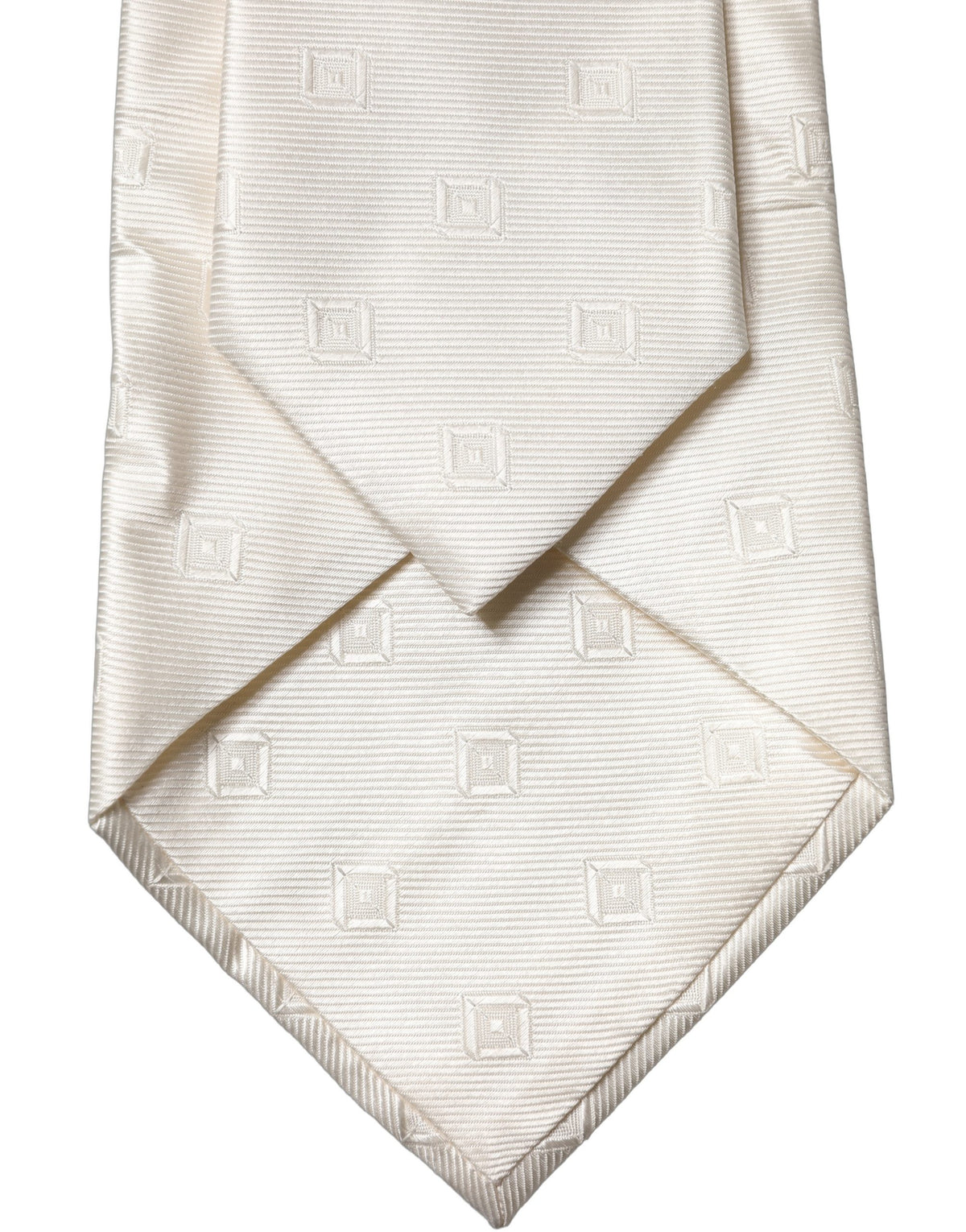 Dolce & Gabbana Off White Geometric Silk Adjustable Necktie