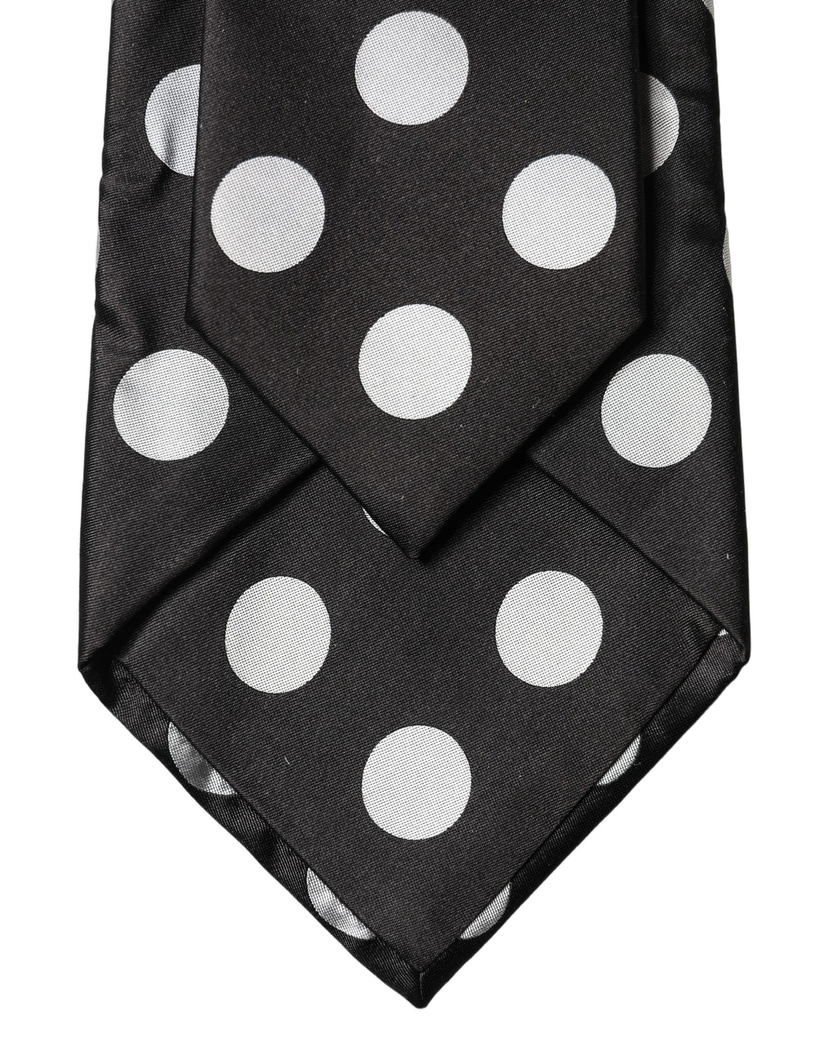 Dolce & Gabbana Black & White Polka Dot Silk Adjustable Necktie