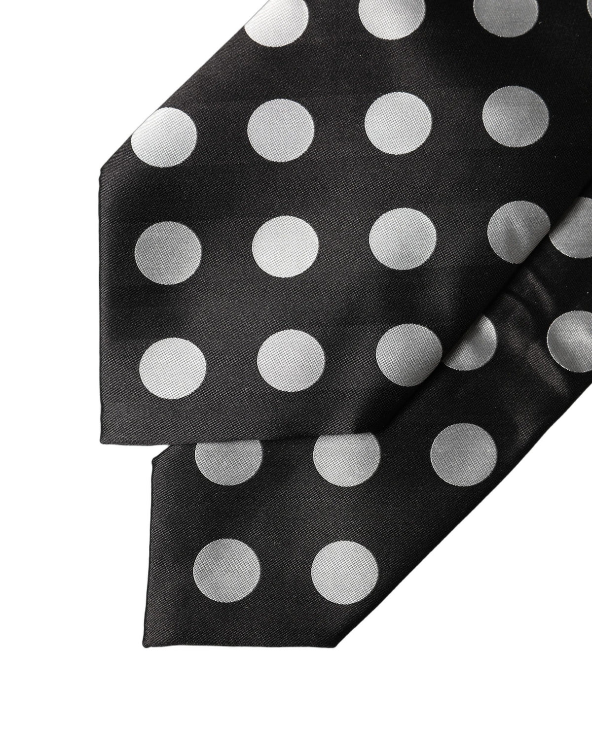 Dolce & Gabbana Black & White Polka Dot Silk Adjustable Necktie