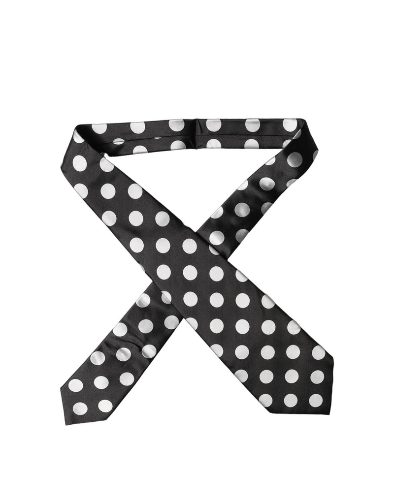 Dolce & Gabbana Black & White Polka Dot Silk Adjustable Necktie