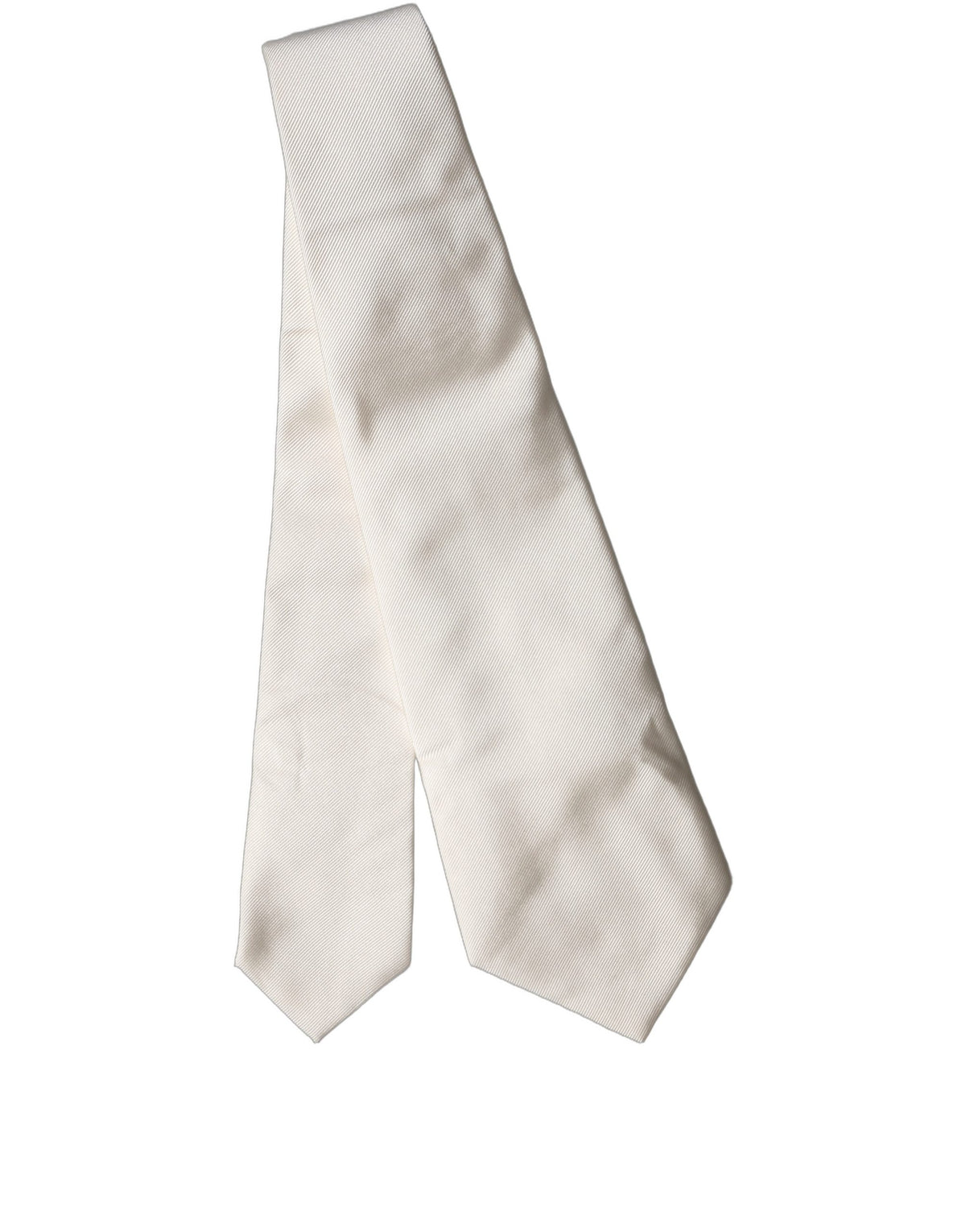 Dolce & Gabbana Off White Solid Silk Adjustable Women Necktie