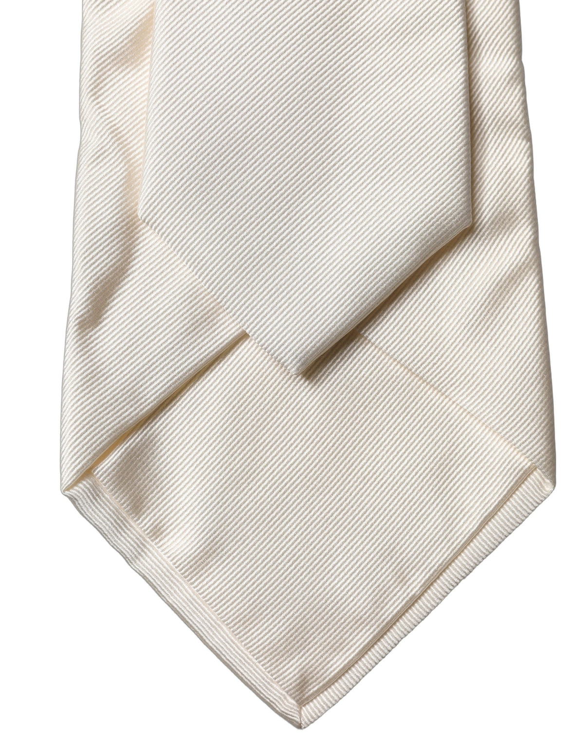 Dolce & Gabbana Off White Solid Silk Adjustable Women Necktie
