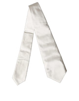 Dolce & Gabbana Off White Solid Silk Adjustable Women Necktie