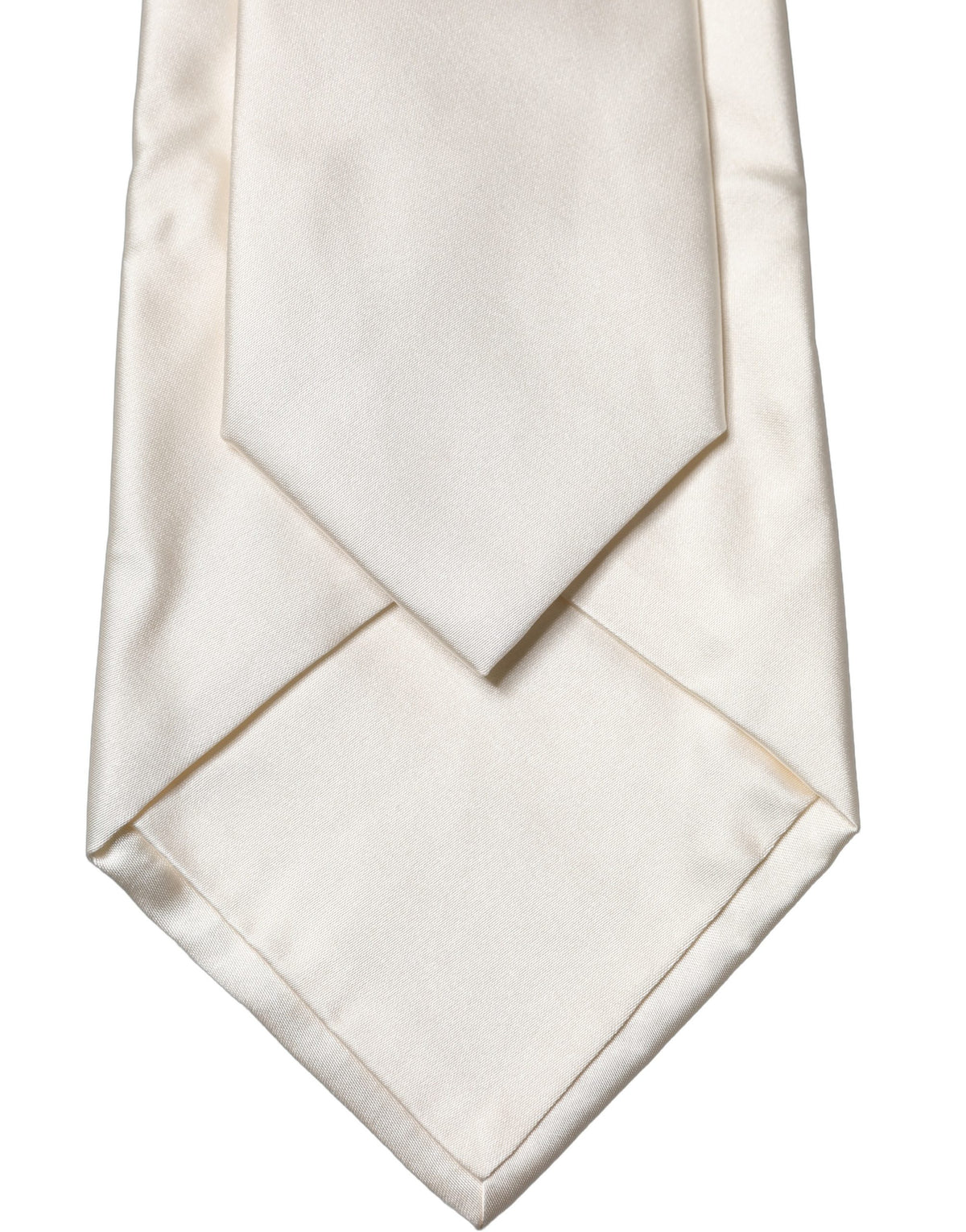 Dolce & Gabbana Off White Solid Silk Adjustable Women Necktie