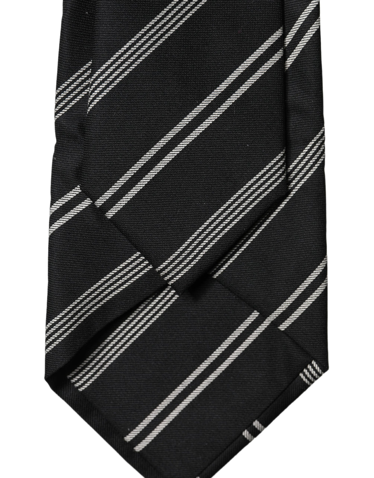 Dolce & Gabbana Black and White Stripes Silk Adjustable Necktie