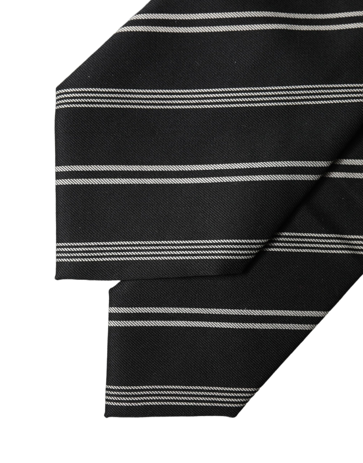 Dolce & Gabbana Black and White Stripes Silk Adjustable Necktie