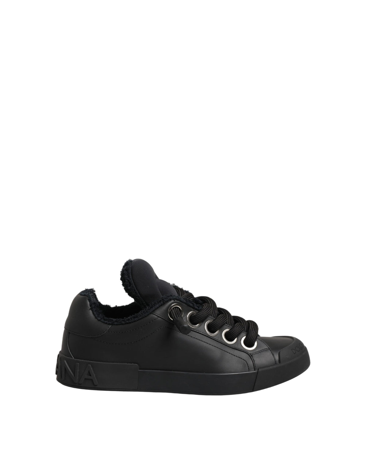 Dolce & Gabbana Black Leather Low Top Portofino Sneakers