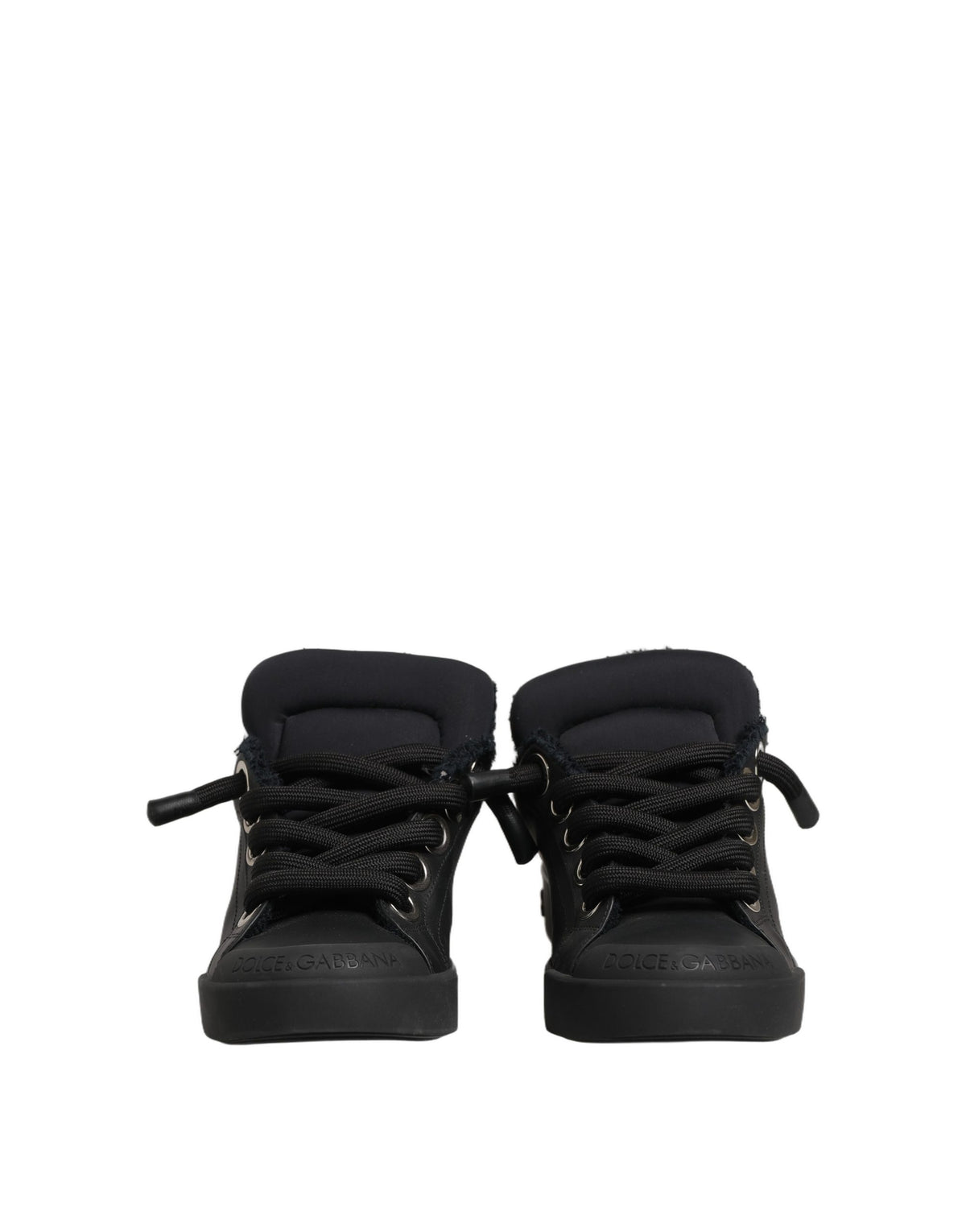 Dolce & Gabbana Black Leather Low Top Portofino Sneakers