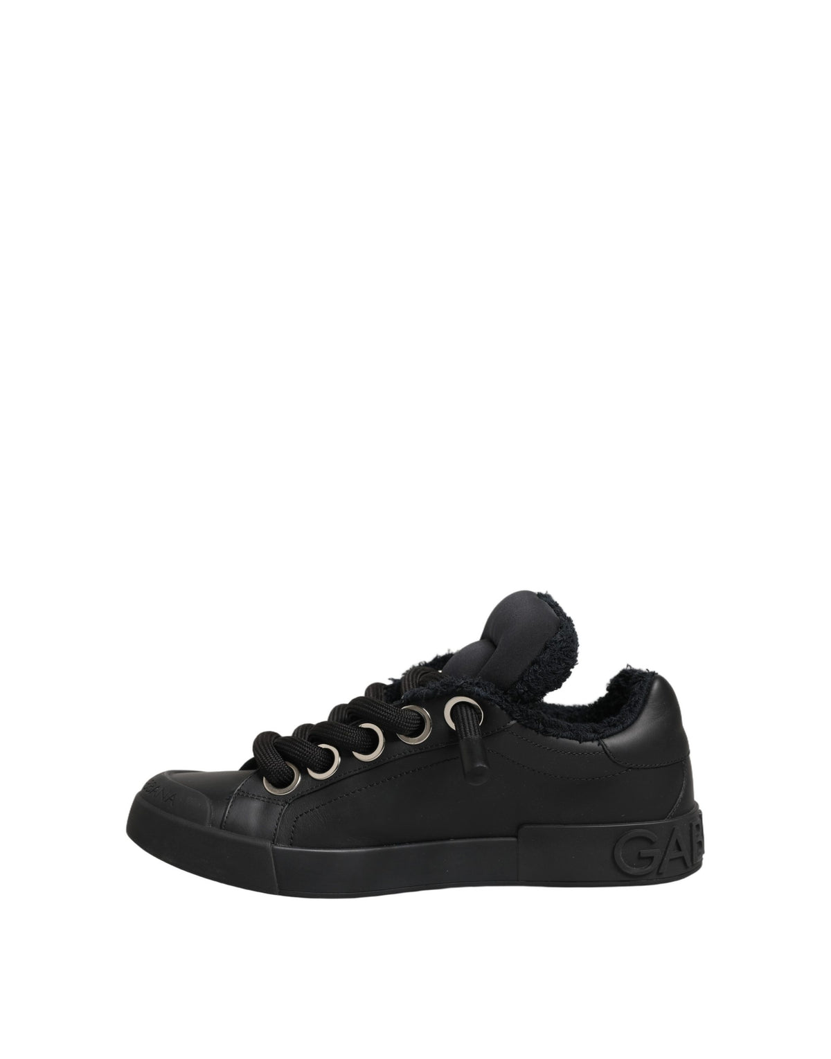 Dolce & Gabbana Black Leather Low Top Portofino Sneakers
