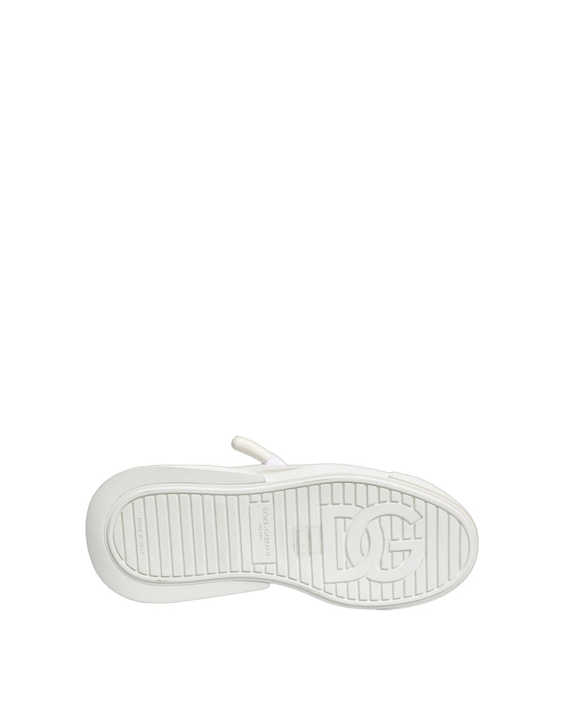 Dolce & Gabbana White Calfskin Leather Low Top Sneakers