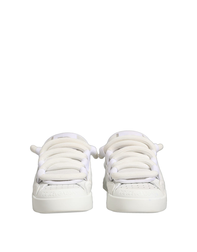 Dolce & Gabbana White Calfskin Leather Low Top Sneakers