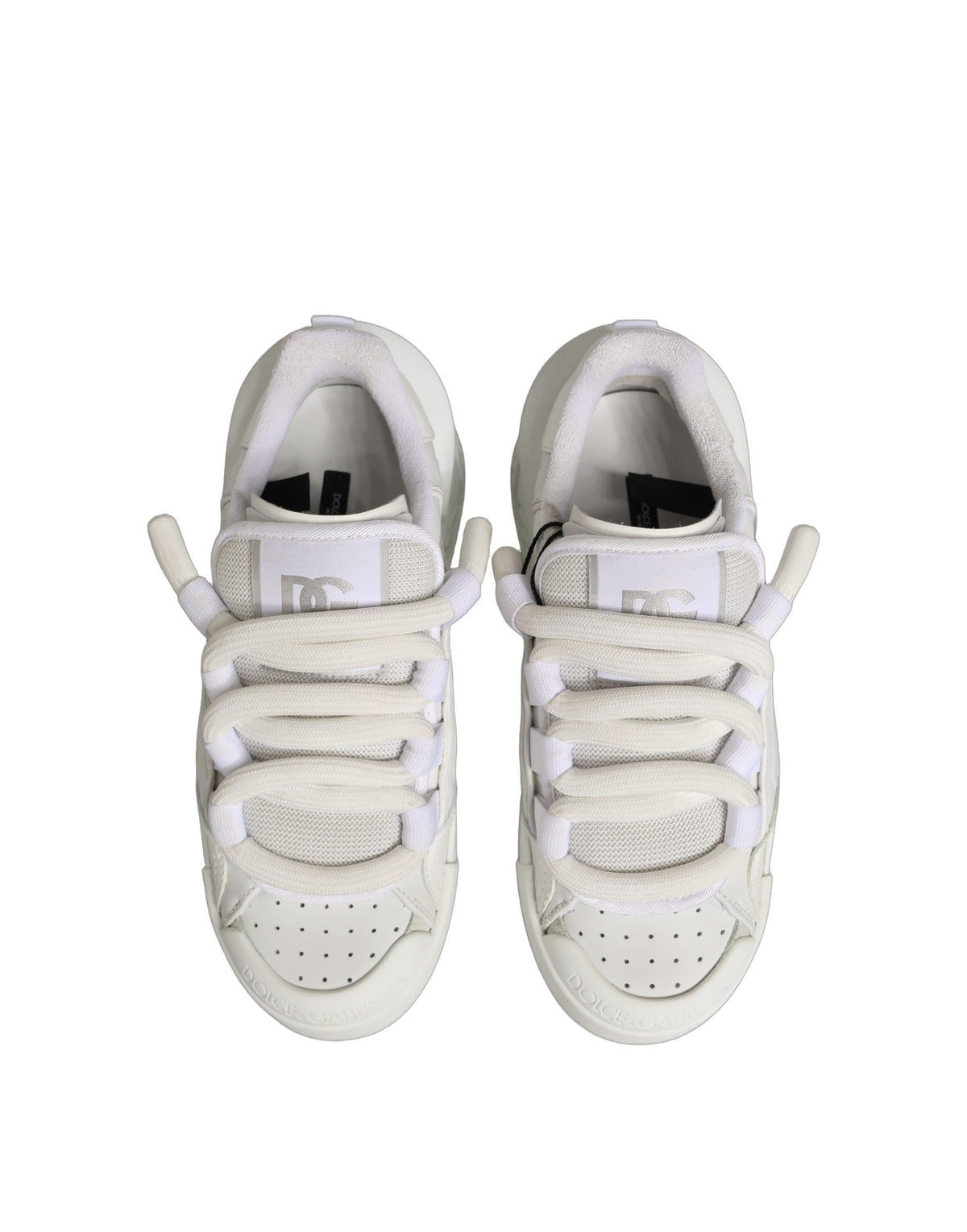 Dolce & Gabbana White Calfskin Leather Low Top Sneakers