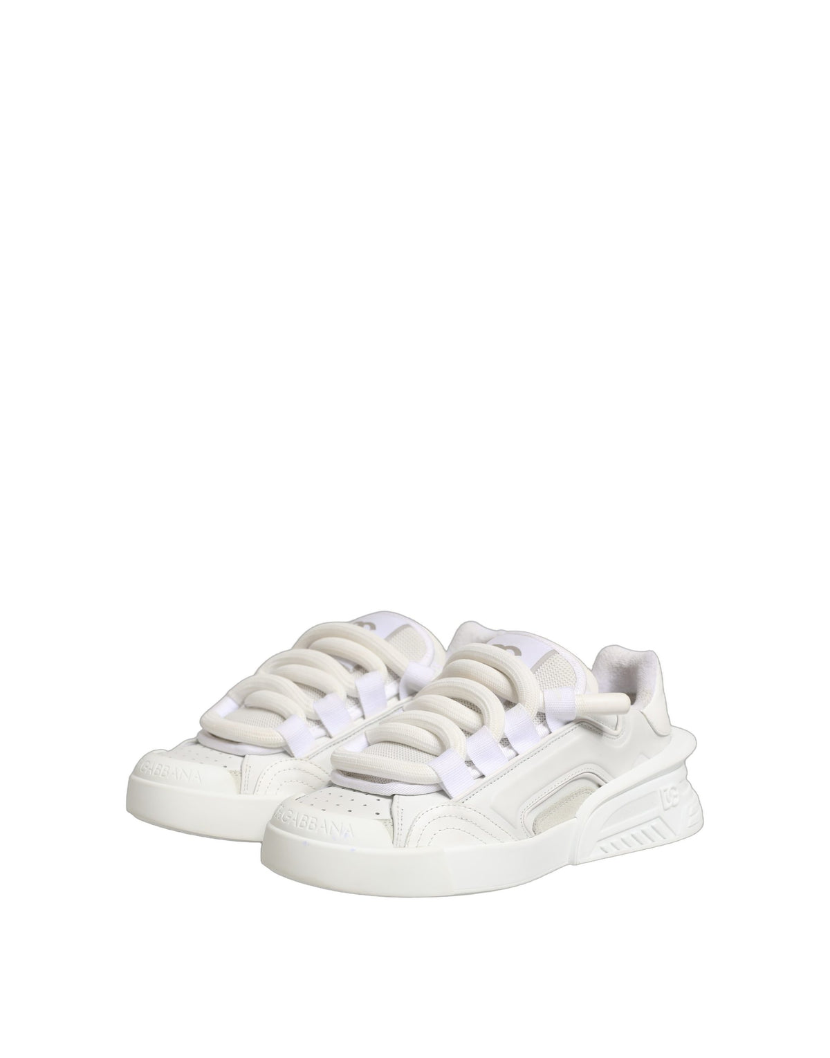 Dolce & Gabbana White Calfskin Leather Low Top Sneakers