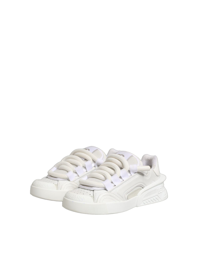Dolce & Gabbana White Calfskin Leather Low Top Sneakers