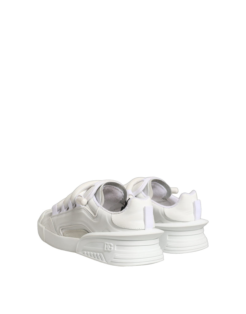 Dolce & Gabbana White Calfskin Leather Low Top Sneakers