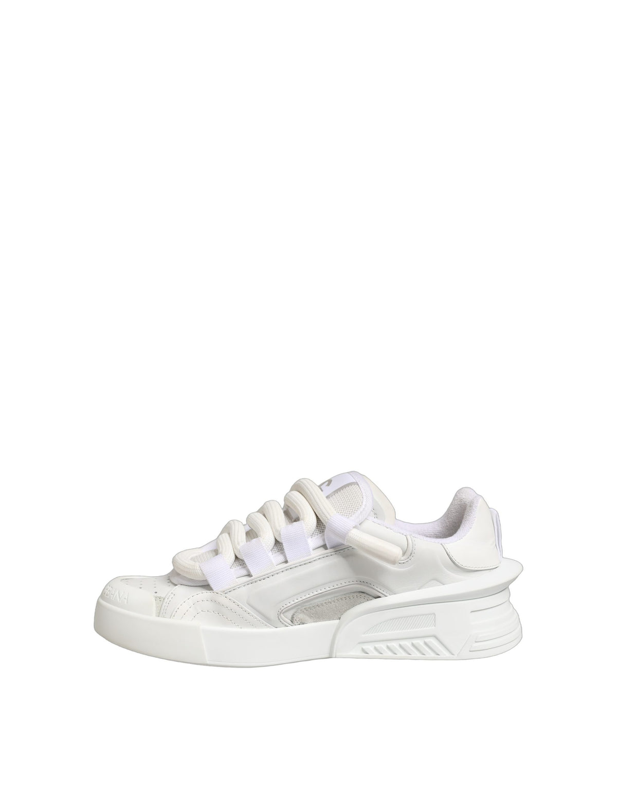 Dolce & Gabbana White Calfskin Leather Low Top Sneakers