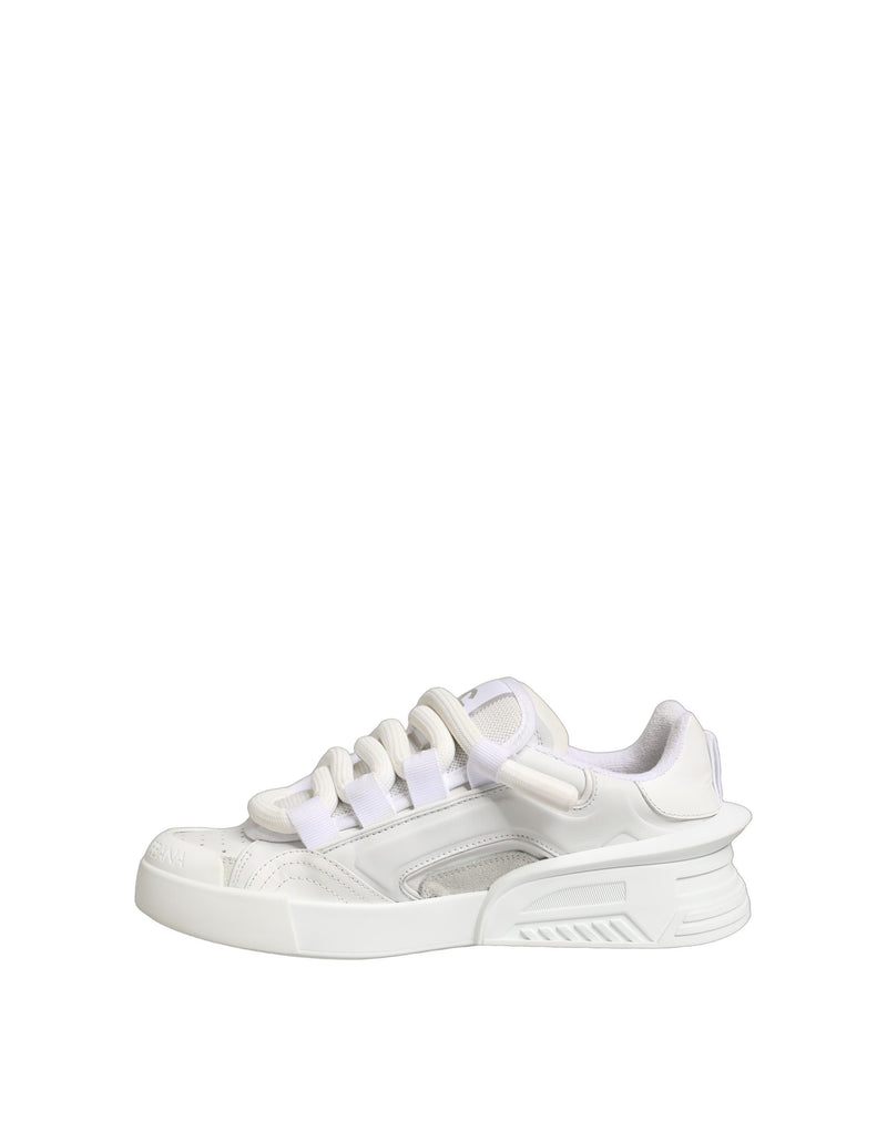 Dolce & Gabbana White Calfskin Leather Low Top Sneakers