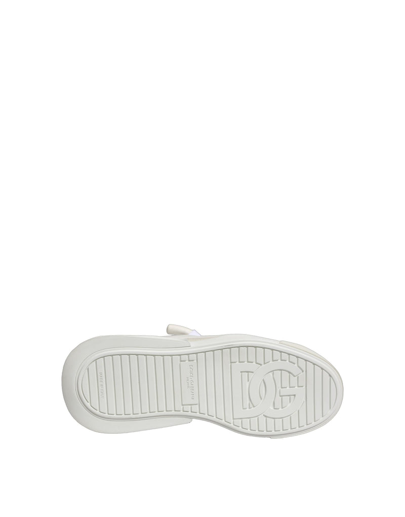 Dolce & Gabbana White Calfskin Leather Low Top Sneakers