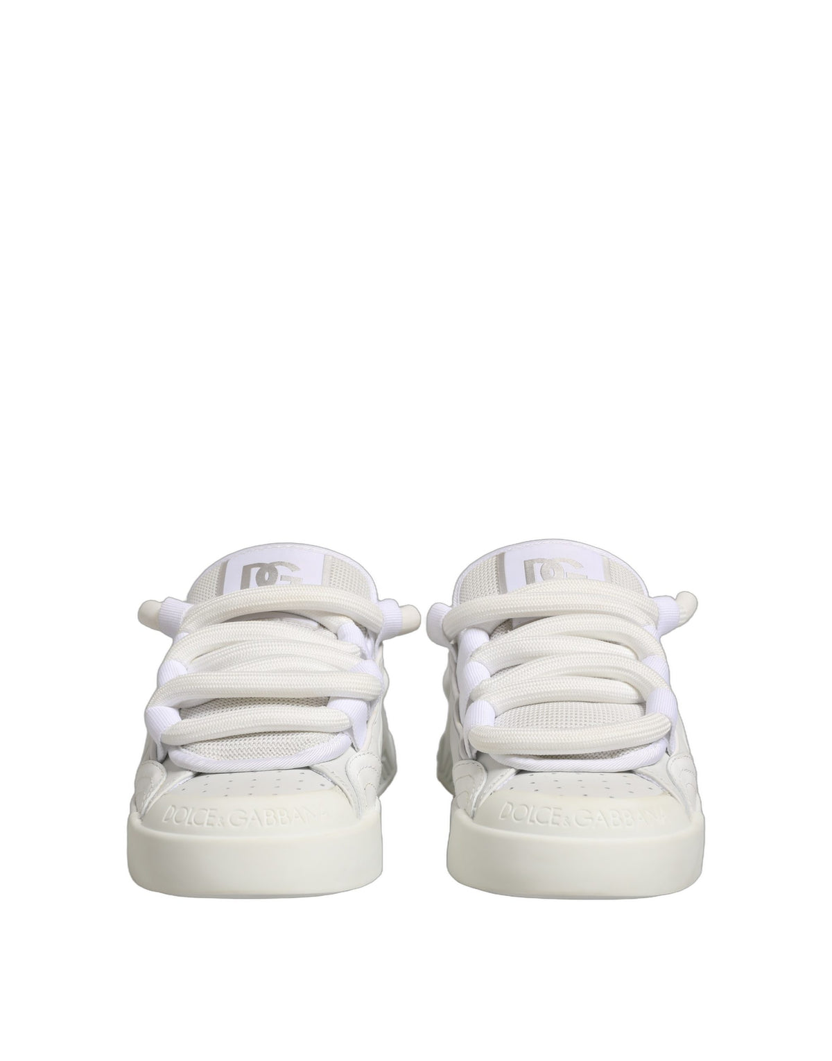 Dolce & Gabbana White Calfskin Leather Low Top Sneakers